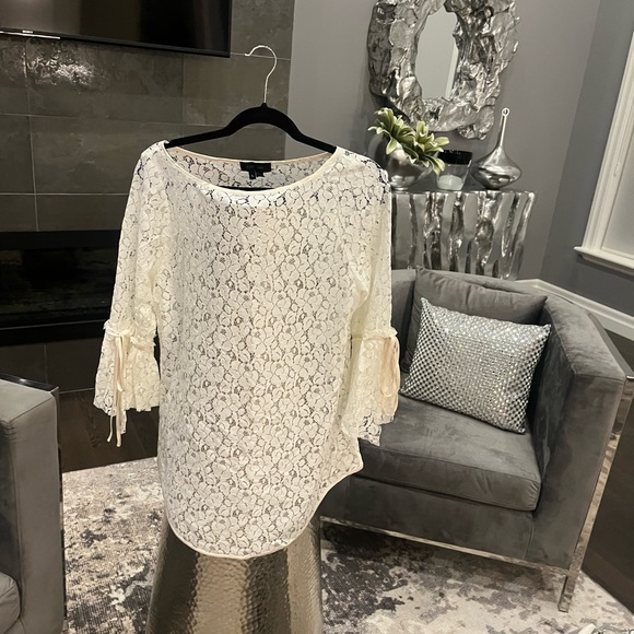 Karen Kane lace boho top ivory size xl summer perfect - Picture 4 of 17